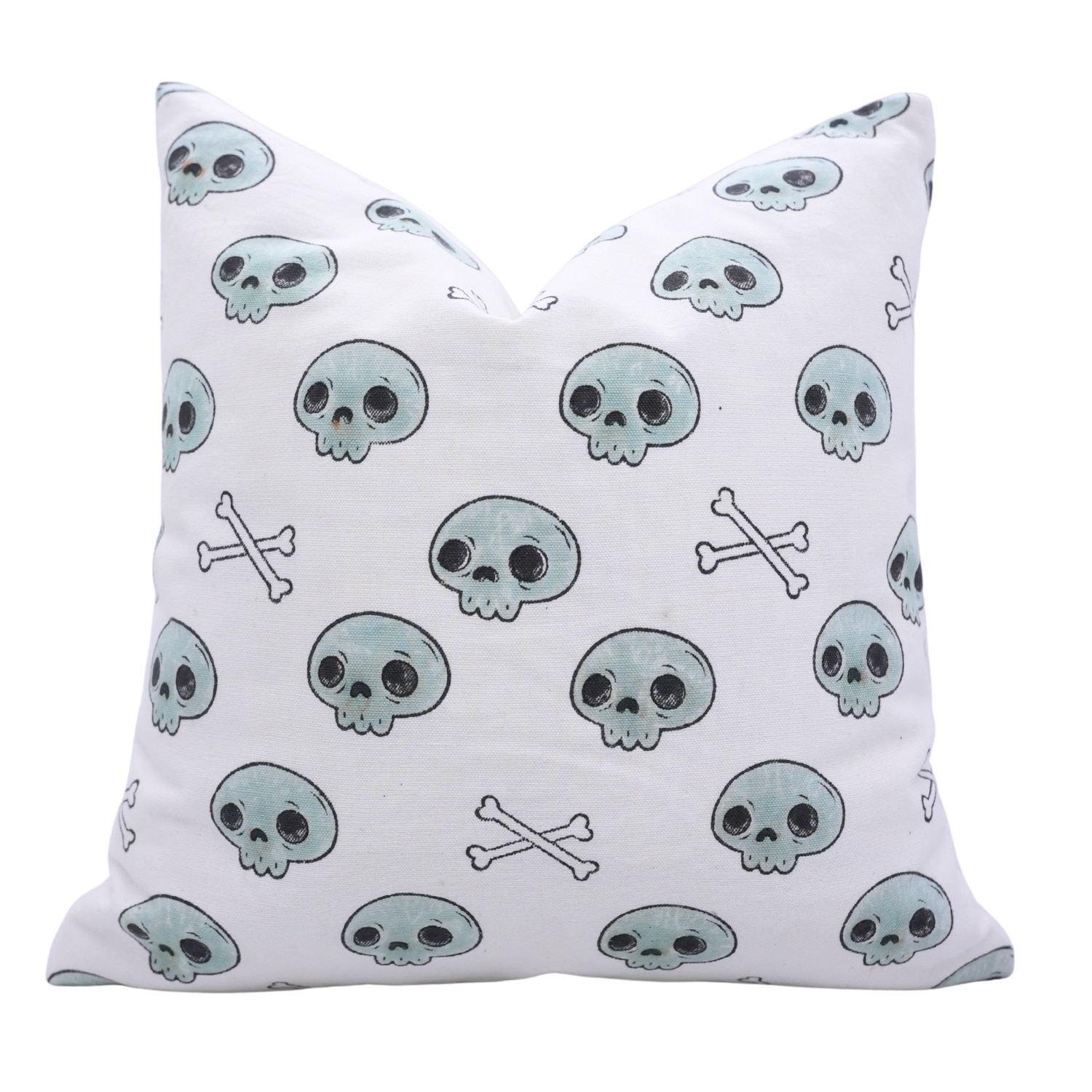 Fabdivine Home Decorative Accent Green Cotton Cushion Case Halloween, Skeleton