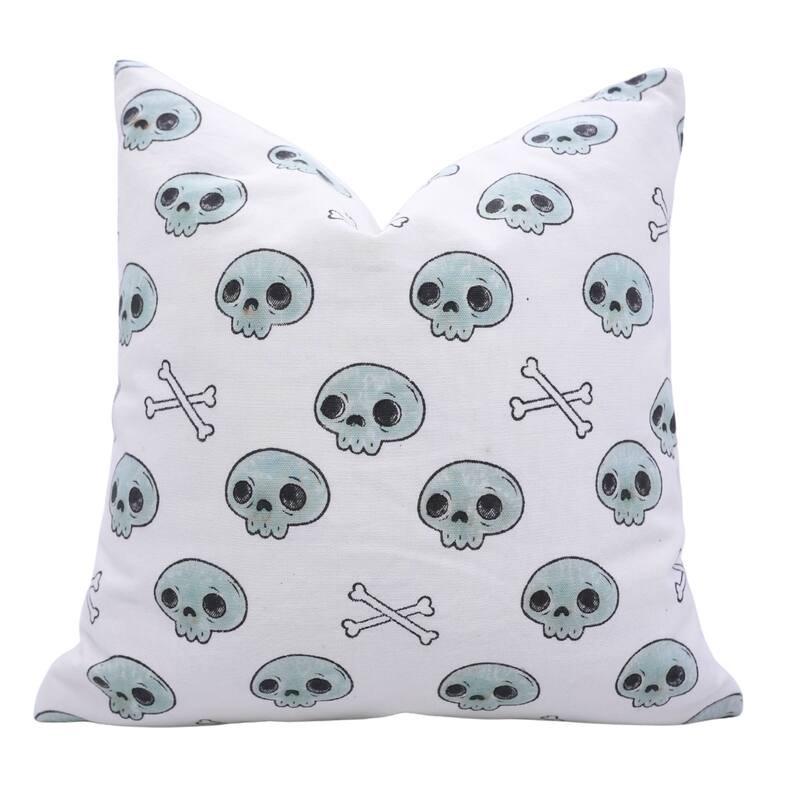 Fabdivine Home Decorative Accent Green Cotton Cushion Case, Skeleton - Pillow Covers - Skeleton-Light Blue, Black - 12" X 20"