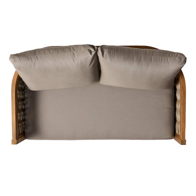 Burchett Outdoor Acacia Wood and Wicker 4 Seater Chat Set with Cushions by Christopher Knight Home