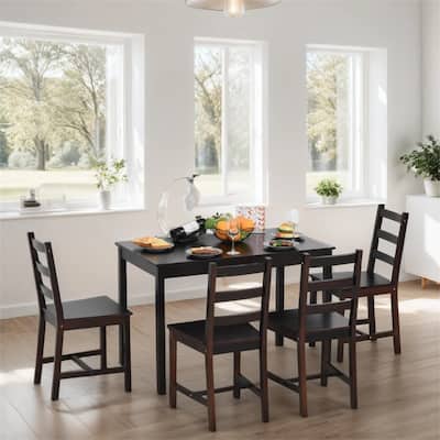 5 Piece Dining Room Table Set, Wooden Kitchen Table and Chairs