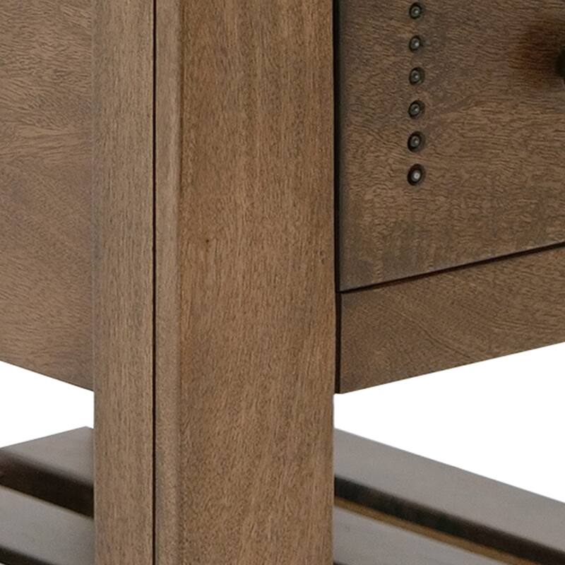 Linaa Chairside Table, 1 Drawer, 1 Shelf, Barrel Brown Wood, 24 Inch