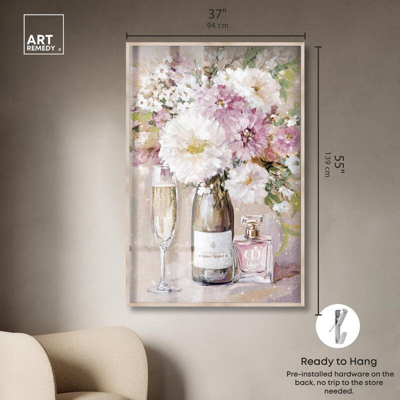 Light Floral Champagne Vase Shadowbox by Art Remedy