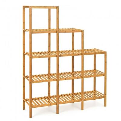 Multifunctional Bamboo Shelf Display Organizer - Bamboo color - 45.5" x 12.5" x 55.5" (L x W x H)