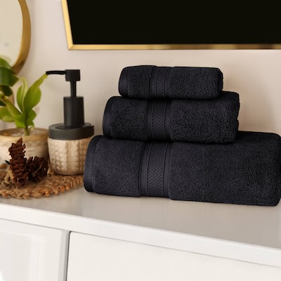 Superior Chevron Zero Twist Solid Cotton 3 Piece Bathroom Towel Set
