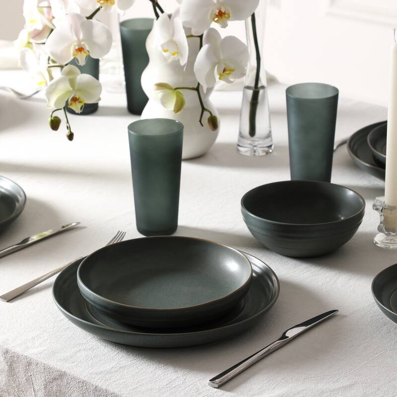 Stone Lain Elio Stoneware Dinnerware Set and Glassware Set