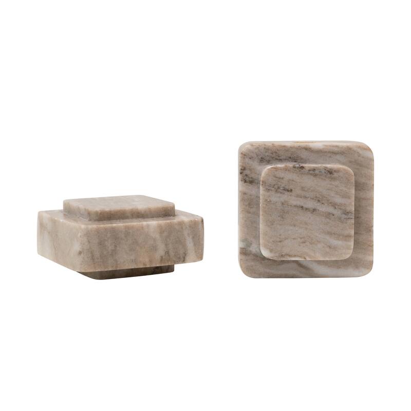 Marble Bookends, Beige, Set of 2 - Beige