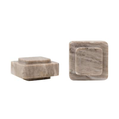 Marble Bookends, Beige, Set of 2