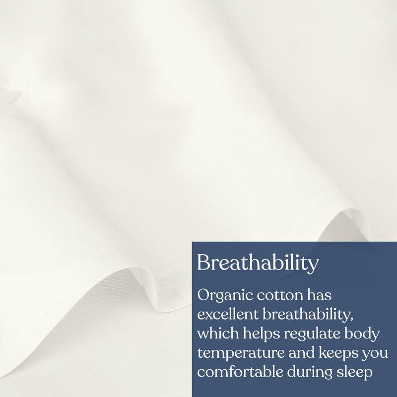 Delara GOTS Certified 100% Organic Cotton Flat sheet, 400TC Long Staple Cotton, Ultra Soft, Moisture-Wicking,Smooth & Breathable