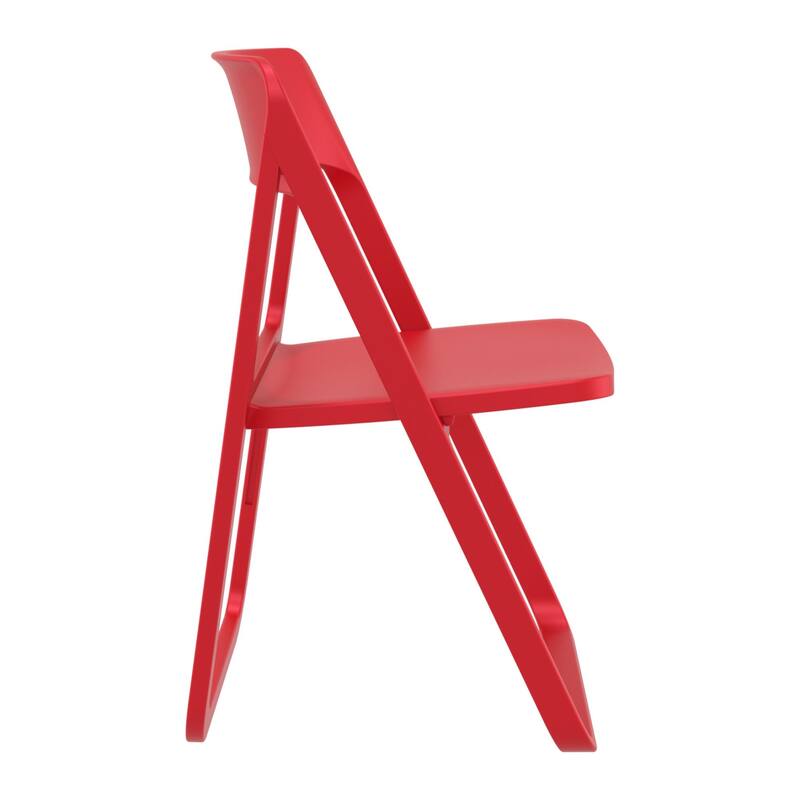 32.25" Red Solid Outdoor Resin Folding Chair