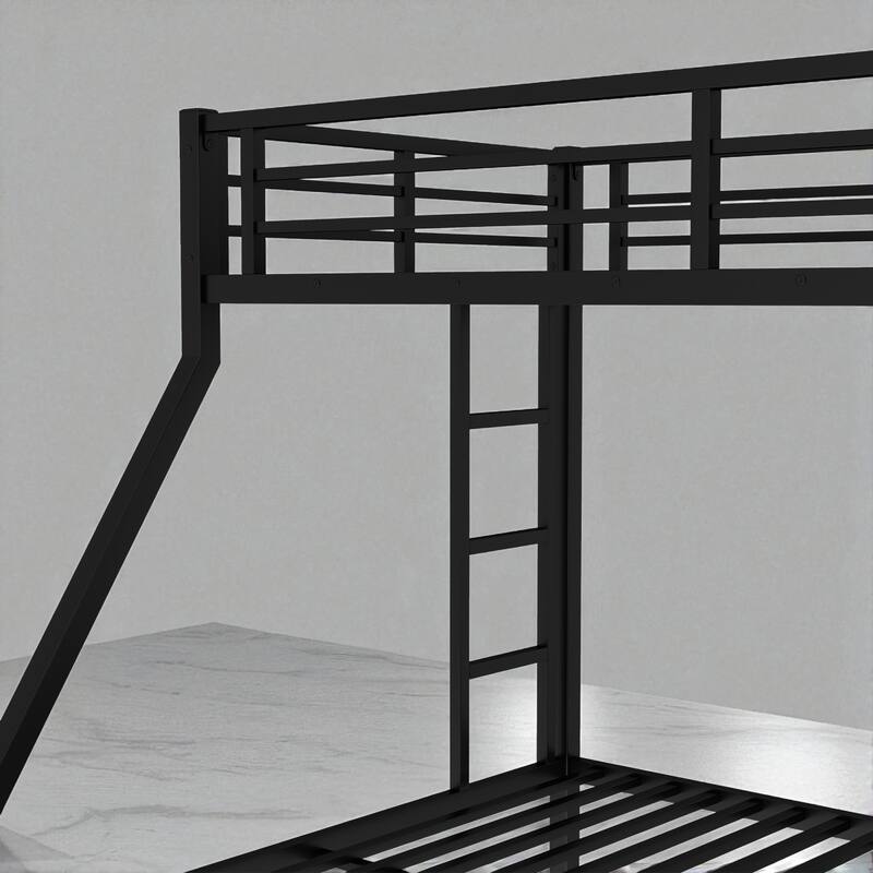 Twin over Full/Queen over Queen/Twin XL over Queen Metal Bunk Bed with Trundle, Black - Sturdy & Noise-Free