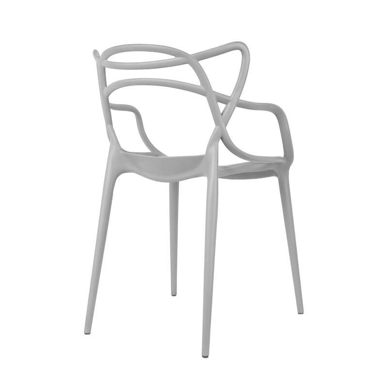 Modern Stackable Geometric Molded Stacking Chairs Dining Armchairs Indoor Outdoor Patio Work Office Kitchen (Set of 2)