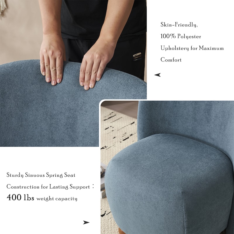 Roomfitters Modern Low Back Barrel Chair, Upholstered Armless Design with Round Pine Wood Feet for Living Room, Bedroom