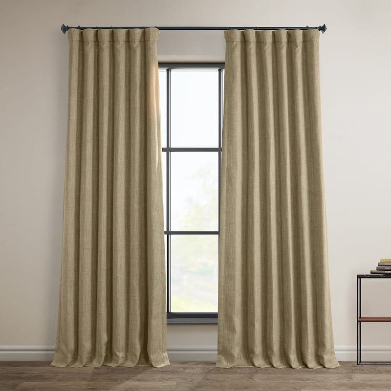 Exclusive Fabrics Faux Linen Room Darkening Curtain (1 Panel) - 50 X 96 - Nomad Tan