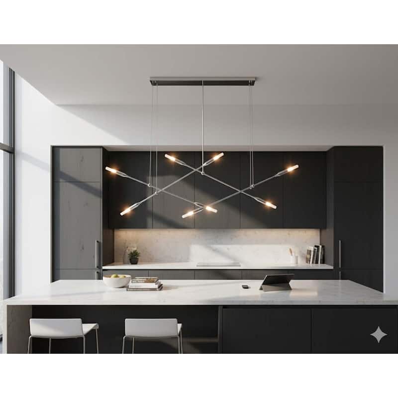 Modern 8-Light Chrome Iron Chandelier