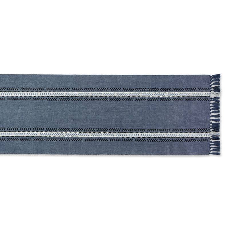 DII Dobby Striped Fringe Ribbed Table Runner