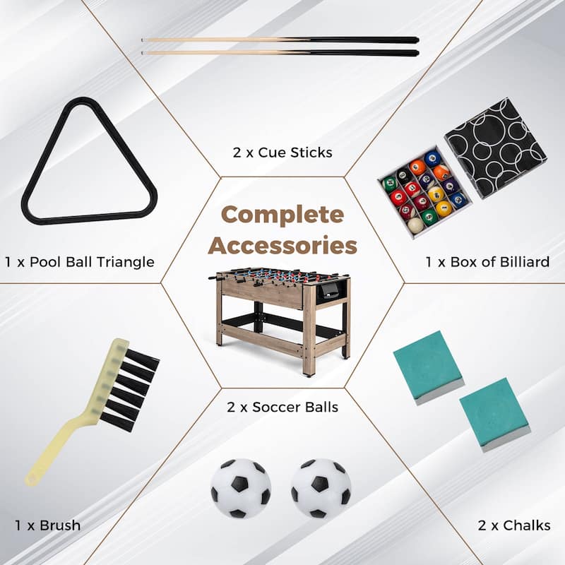 Gymax 2-in-1 Swivel Game Table 49'' Foosball Pool Billiards