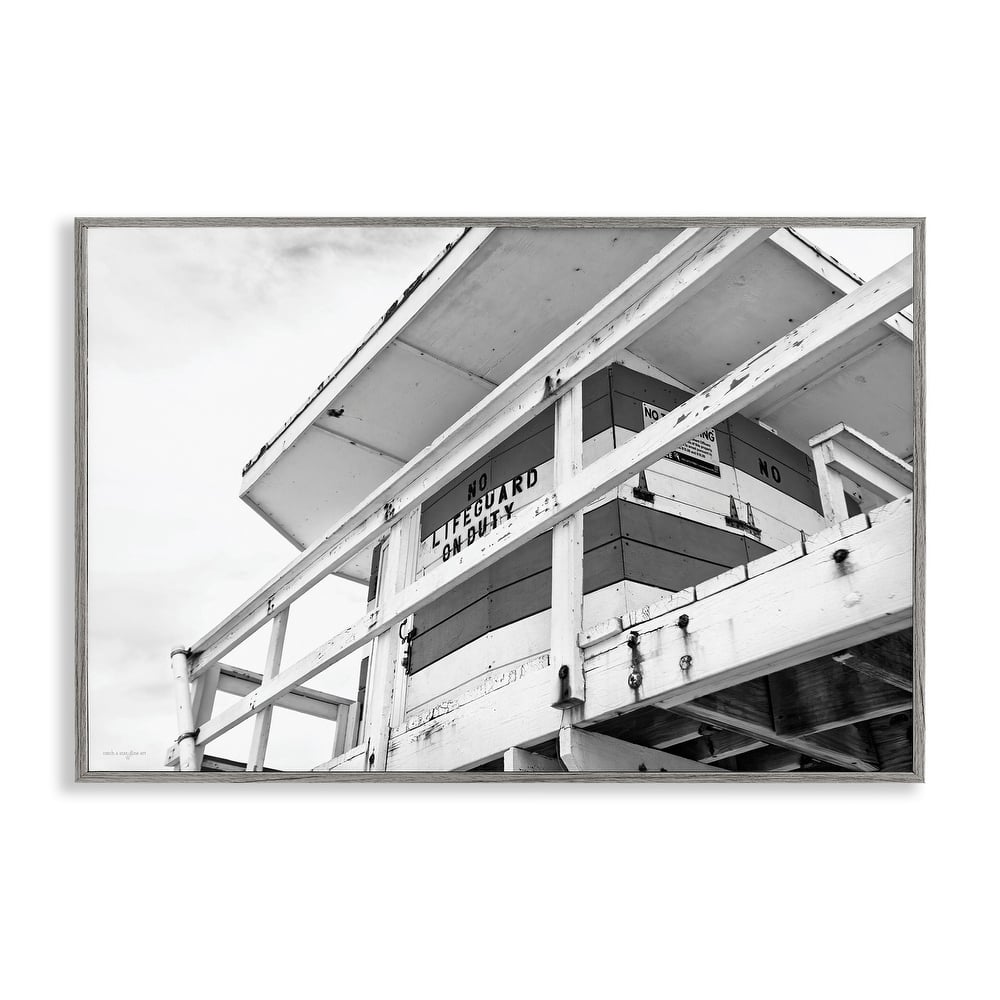 Stupell Lifeguard Building on Beach Framed Giclee Art Design By Seven Trees Design