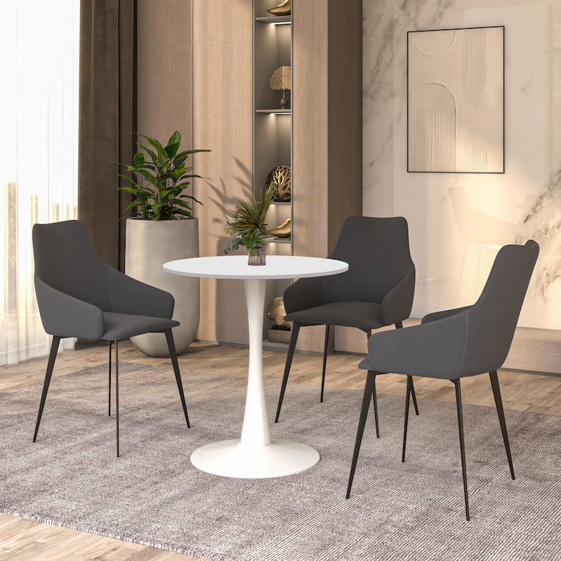 Bristol 24" Round Dining Table, Modern Pedestal Base Kitchen Table - Sintered Stone/MDF Top for Kitchen & Small Spaces