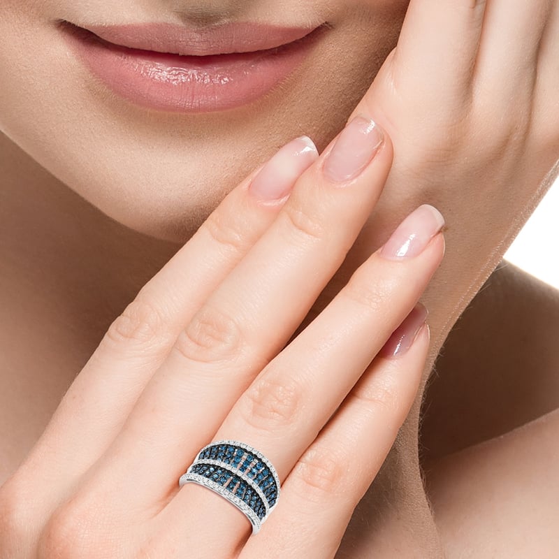 Effy Women's 14K White Gold Diamond,Blue Diamond Ring