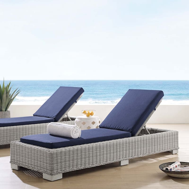 Conway Sunbrella Outdoor Patio Wicker Rattan Chaise Lounge