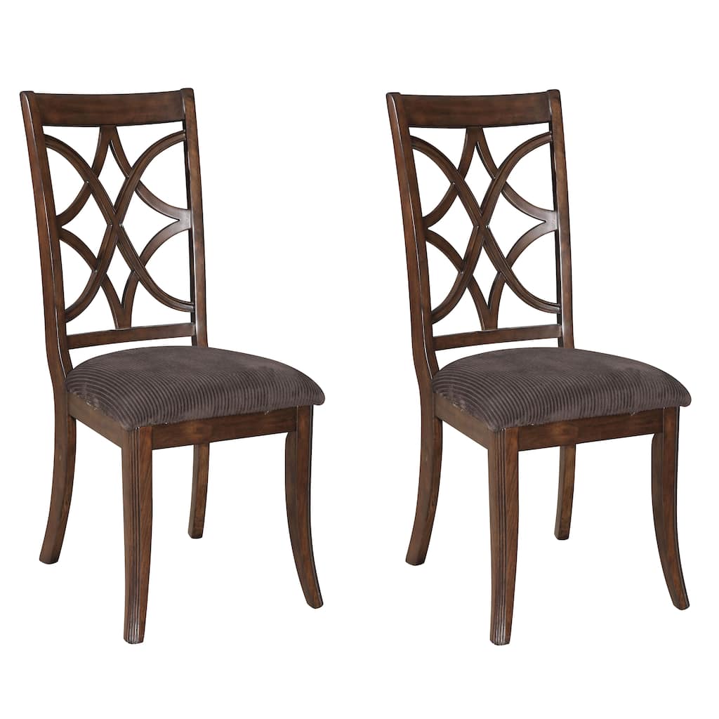 Brown and Dark Walnut Cross Back Side Chairs (Set of 2)
