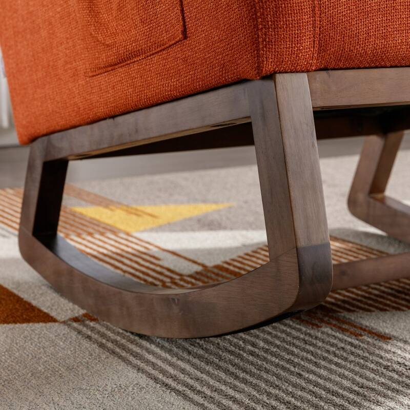 Modern Linen Upholstered Rocking Chair, Living Room Lounge Arm Chair