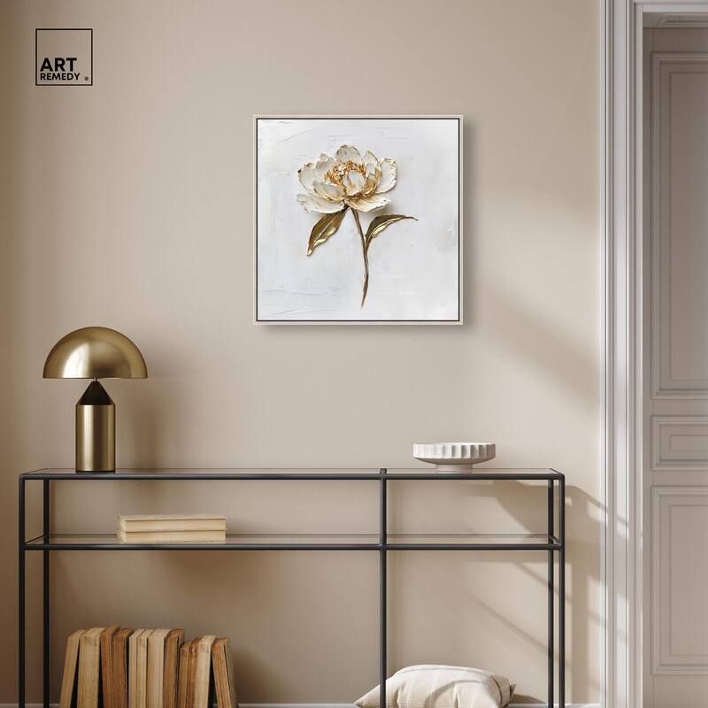 Simple Golden Peonie Canvas by Art Remedy