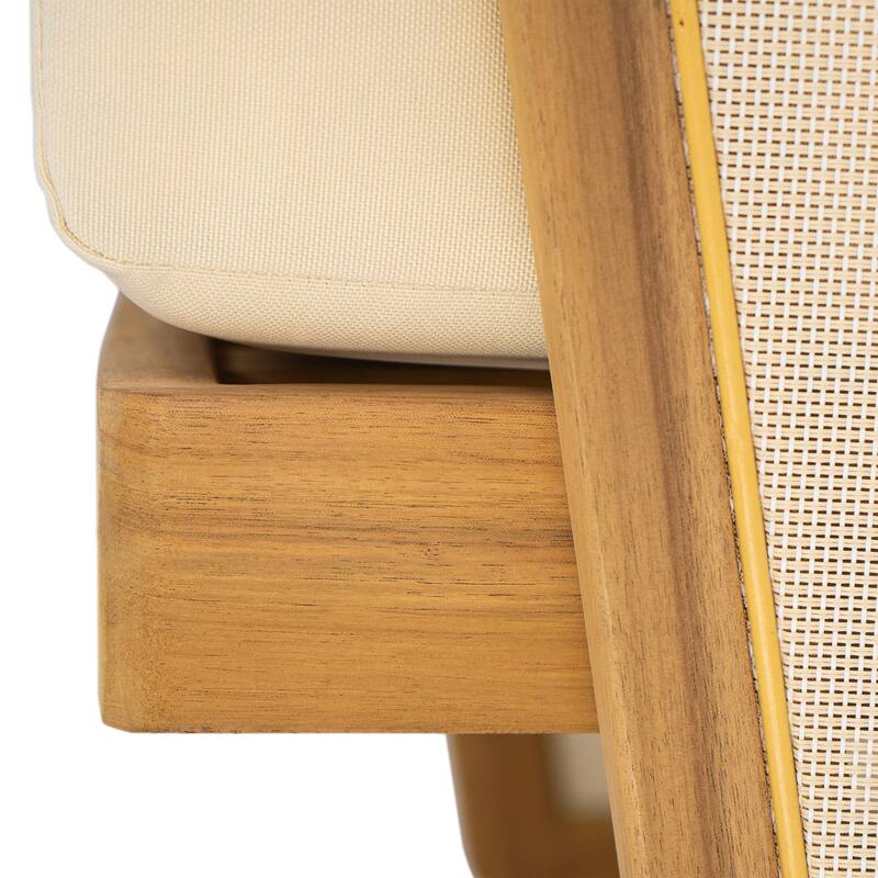 Roomfitters Outdoor Club Chair with Acacia Wood Frame and Cushions, Patio Armchair, Beige