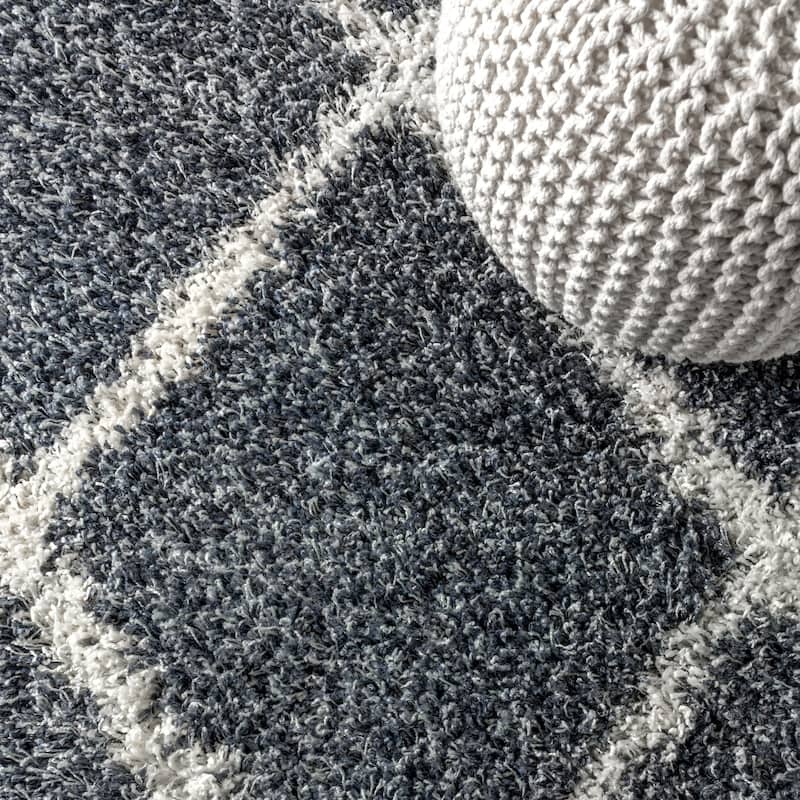 JONATHAN Y Modern Shag Plush Tassel Moroccan Geometric Trellis Area Rug