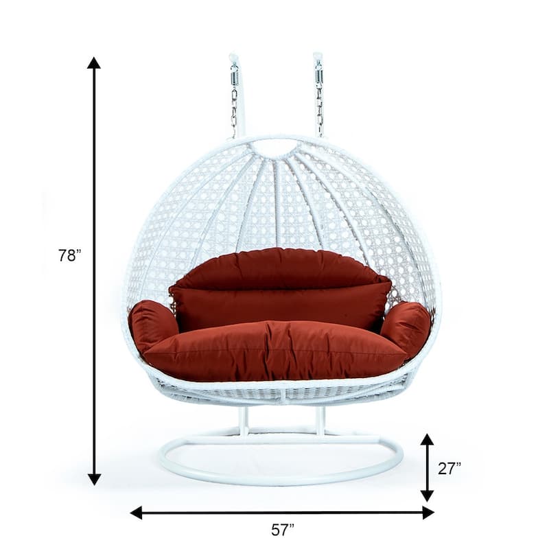 Egg-Shaped Swing Chair with Stand 2-Person Outdoor Patio Swing - Iron Frame & All-Weather Washable Cushions
