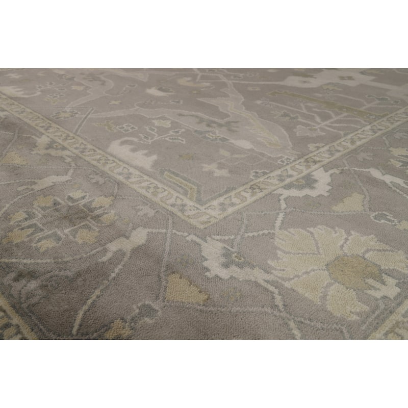 Transitional Gray Oushak Indian Area Rug Handmade Wool Carpet - 8'4" x 11'9"