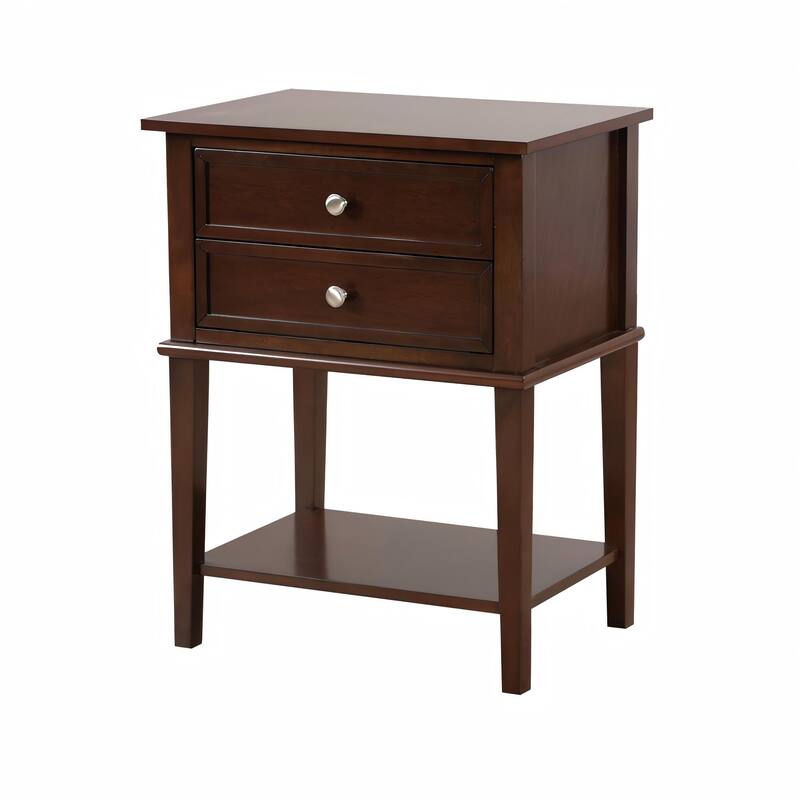 Nightstand with Roller Drawer Glides, Cappuccino Finish, Easy Assembly