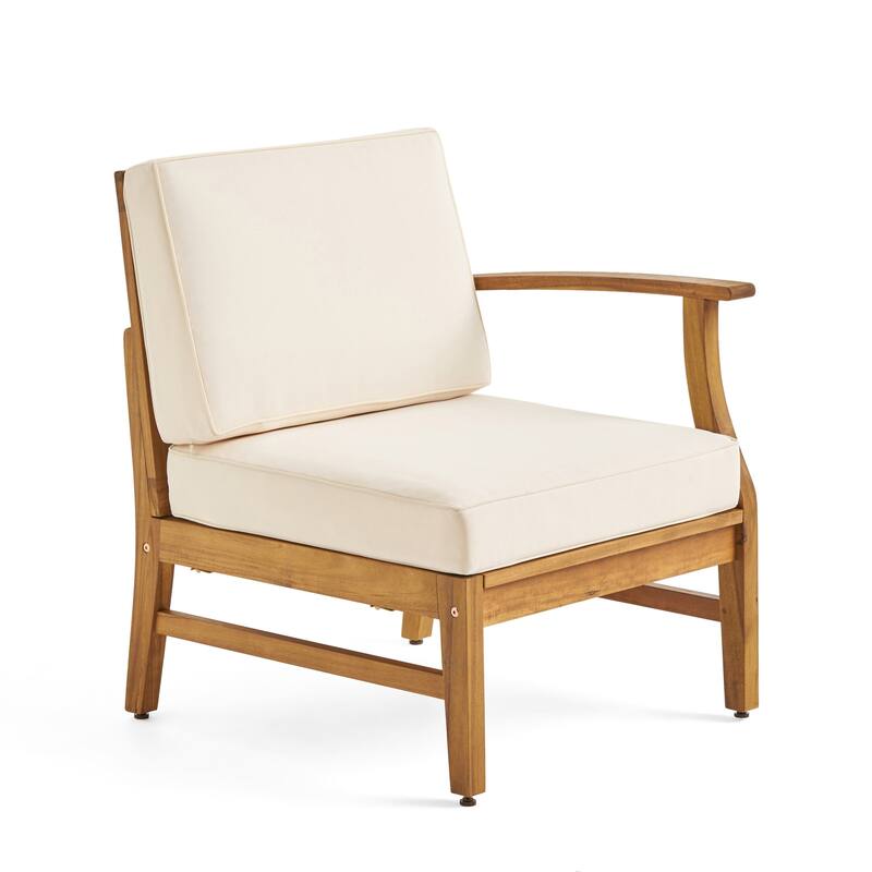 Outdoor 3-Seater Acacia Wood Sofa Set with Coffee Table and Water-Resistant Cushions, Removable Covers Included