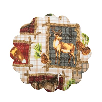 Bryson Retreat Round Woven Reversible Rustic Lodge Placemat Set of 6 - Set of 6