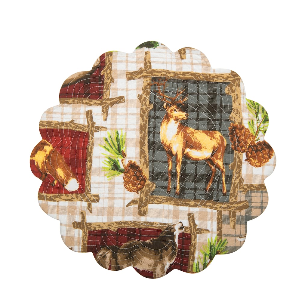 Bryson Retreat Round Woven Reversible Rustic Lodge Placemat Set of 6 - Set of 6