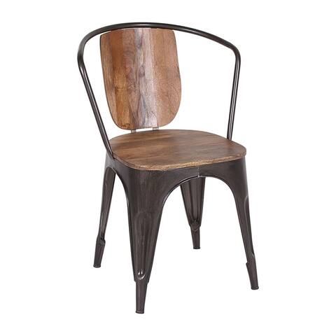 Ingvall Industrial Iron & Mango Wood Side Dining Chairs (Set of 2)