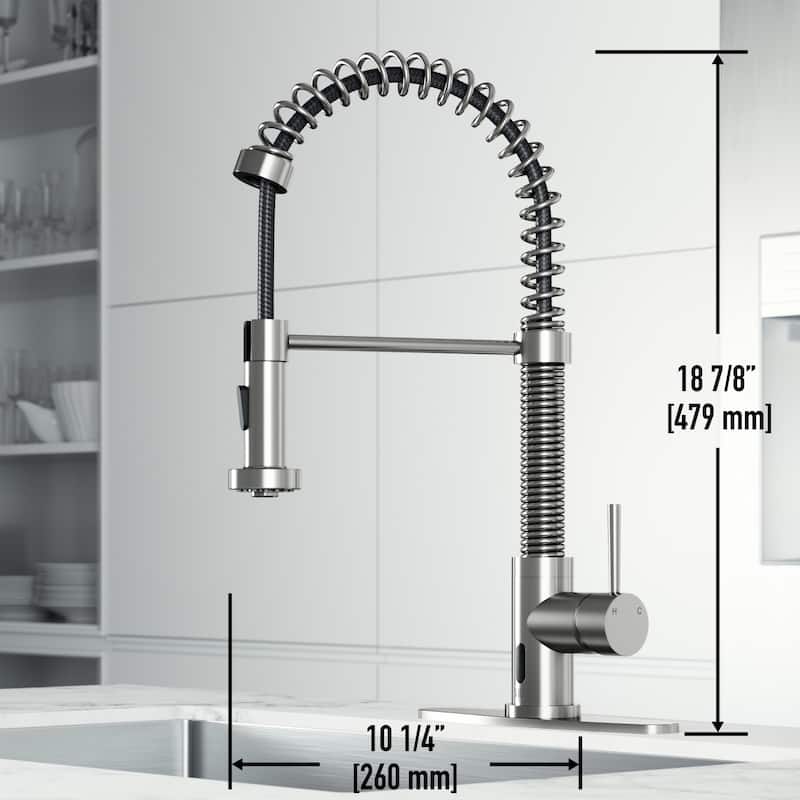 VIGO Edison 19" H Single Handle Pull-Down Sprayer Kitchen Faucet Set with Touchless Sensor