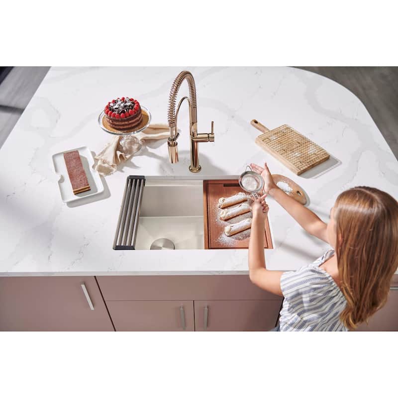 Ruvati 30-inch Workstation Slope Bottom Offset Drain Undermount 16 Gauge Kitchen Sink - 30" X 19" - 30" X 19"