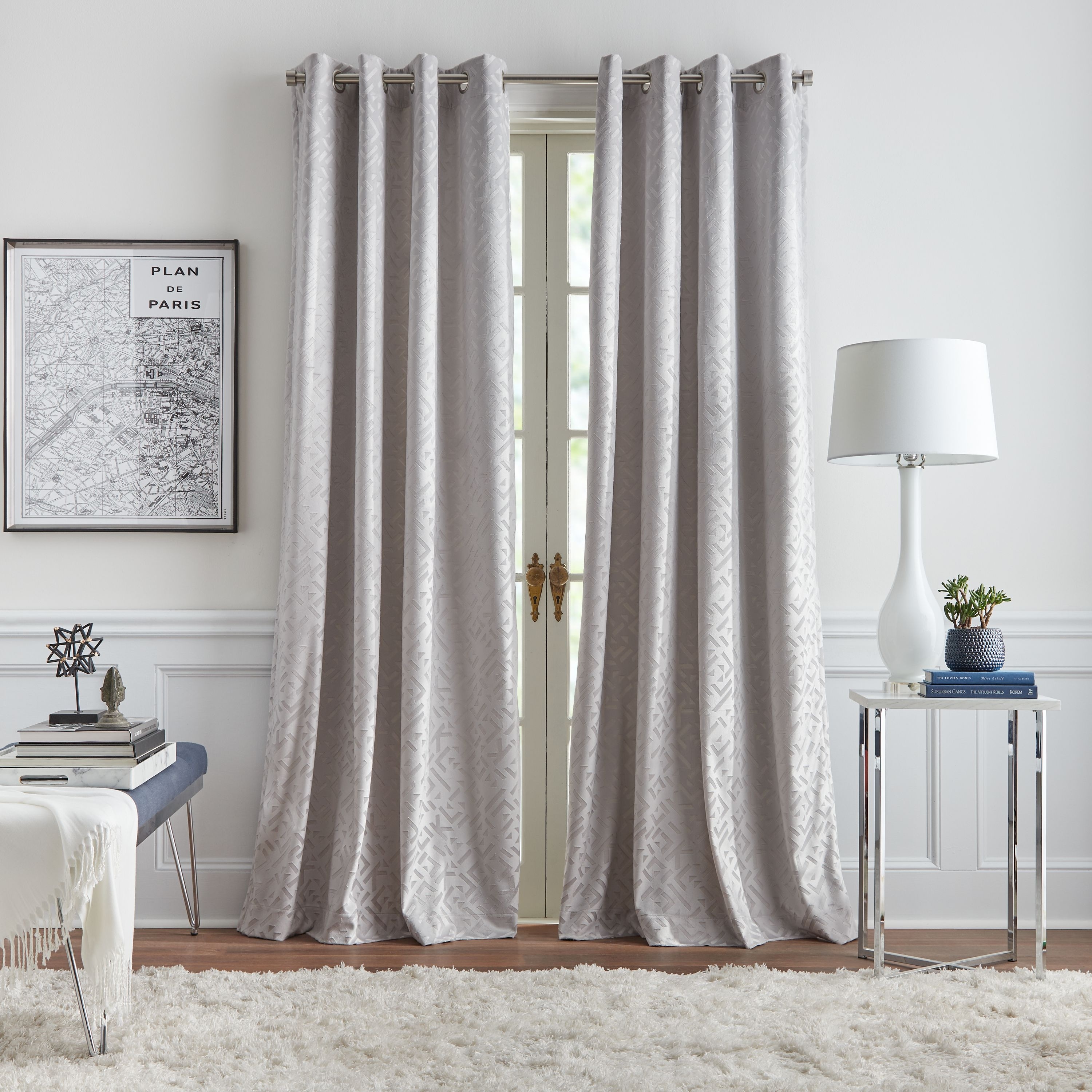 KARL LAGERFELD PARIS Embossed Curtain Panel Pair