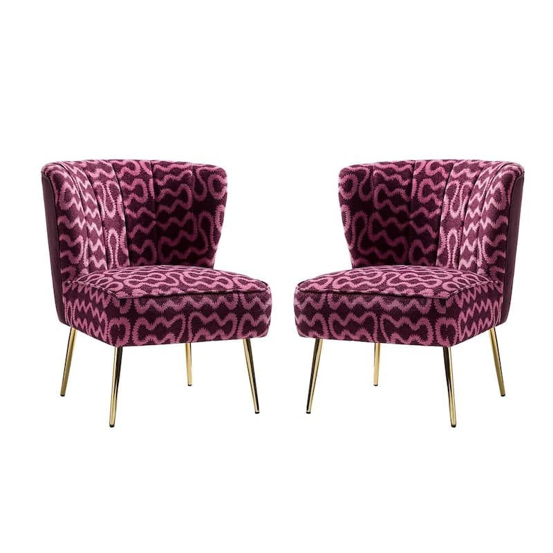 Almira Contemporary Upholstered Armless Side Chair with Tufted Back Set of 2 by HULALA HOME