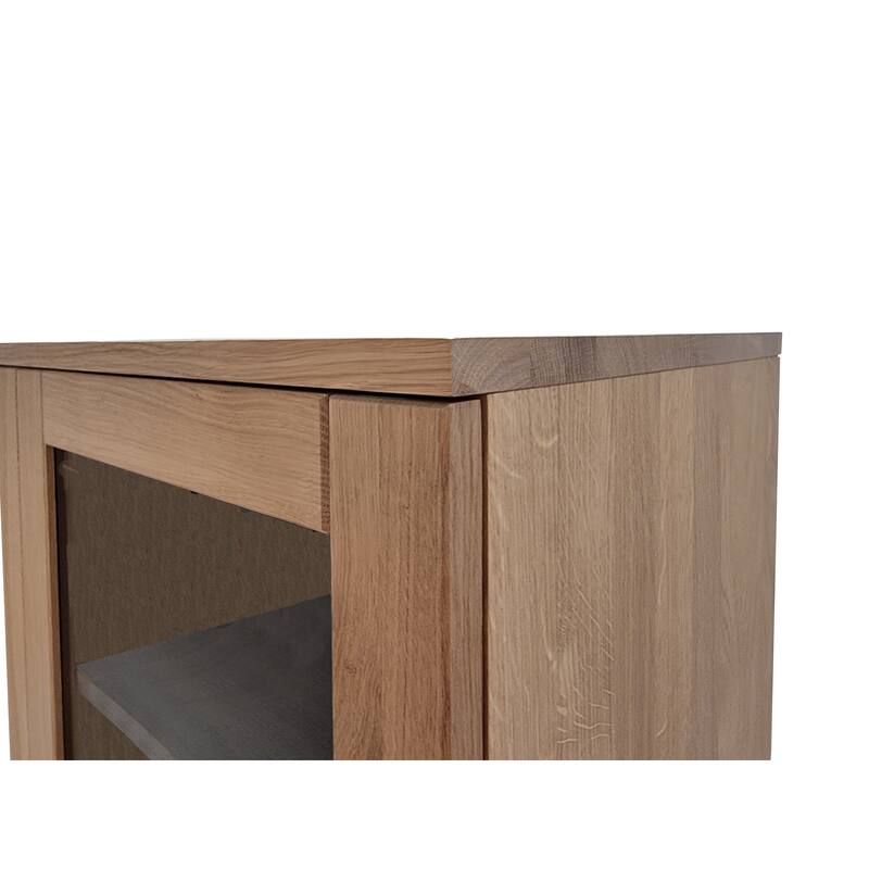 Palace Imports Premium 100% Solid European Oak Hardwood 6-Shelf Modular Bookcase with Tinted Glass Doors - 32" Wide, 71.5" Tall