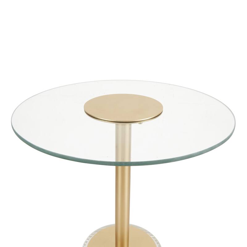 Acrylic Plastic Accent Table with Elevated Base and Gold Stand - Clear - Roche River Decor
