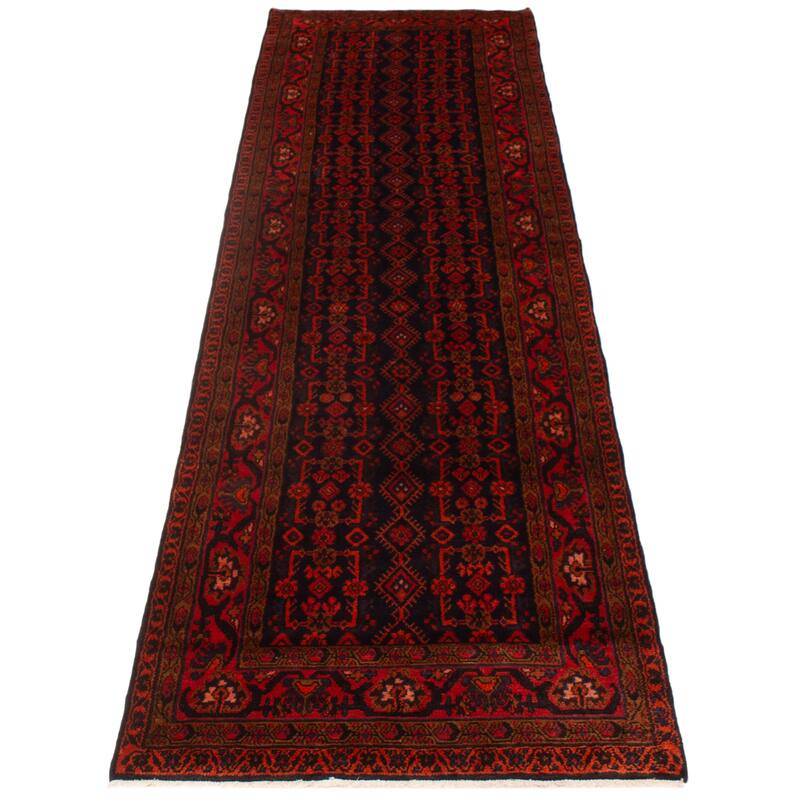 ECARPETGALLERY Hand-knotted Andelz Navy, Orange Wool Rug - 3'9 x 14'0