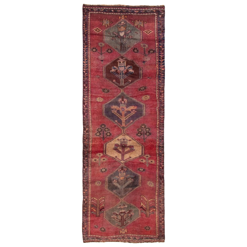 ECARPETGALLERY Hand-knotted Melis Vintage Red Wool Rug - 4'2 x 11'10