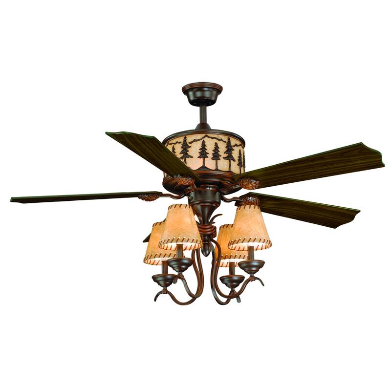 Yosemite 56-in Rustic Tree Bronze Ceiling Fan and Remote - 56-in W x 18-in H x 56-in D