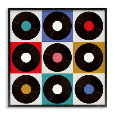 Stupell Geometric Music Records Framed Giclee Art Design By Katrina Craven