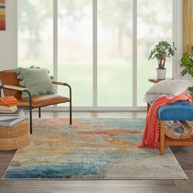 Nourison Modern Abstract Sublime Area Rug - 5'3" x 7'3" - Sealife - Runner/Rectangle