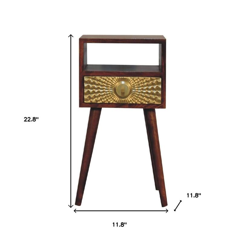HomeRoots 23" Chestnut Solid Wood Square One Drawer Nightstand