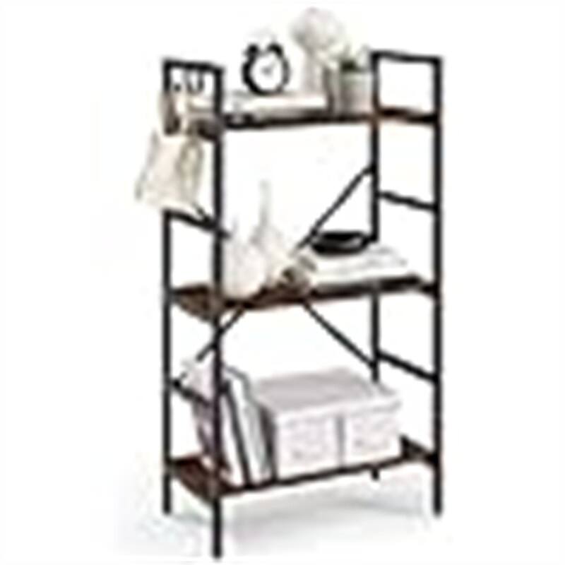 Storage Shelving - 11.8"D x 20.9"W x 41.1"H - 11.8"D x 20.9"W x 41.1"H - Rustic Brown + Black