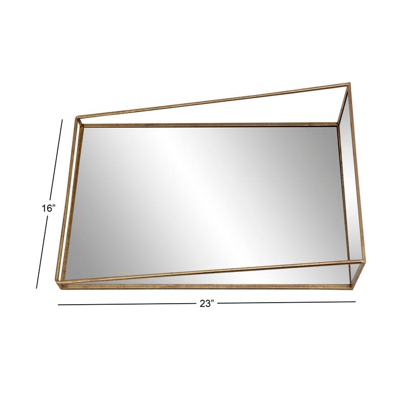 Gold Metal Industrial Wall Mirror (Set of 3) - 16 x 6 x 24
